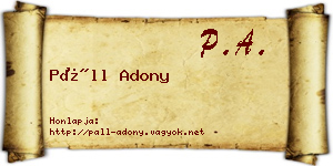 Páll Adony névjegykártya